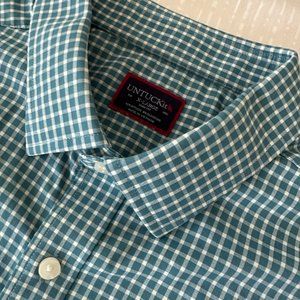 🎁 EUC UNTUCKit Short-Sleeve Peterson Shirt  :: Teal & White :: XL 🎁
